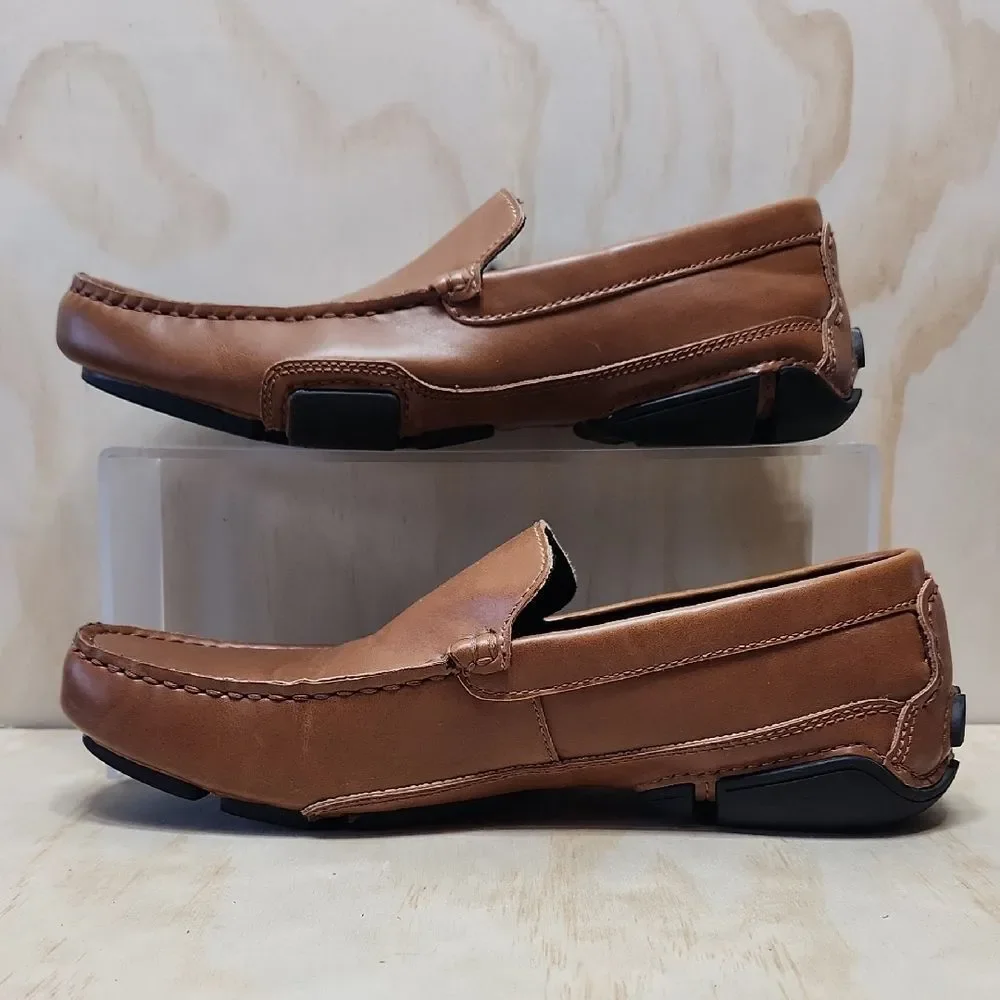 Kenneth Cole Reaction Brown Loafers Faux Leather Men 8.5 M Driving Shoe Slip On
